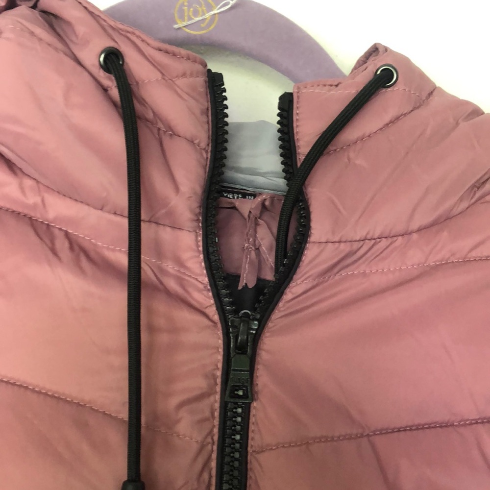 Pink and Gray Puffer Jacket with Hood - Picture 5 of 8
